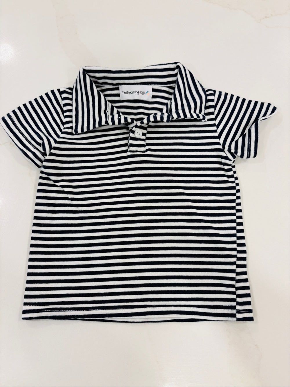 Like NEW The Smocking Jays Navy & White Striped Polo Top for Kids 18mo